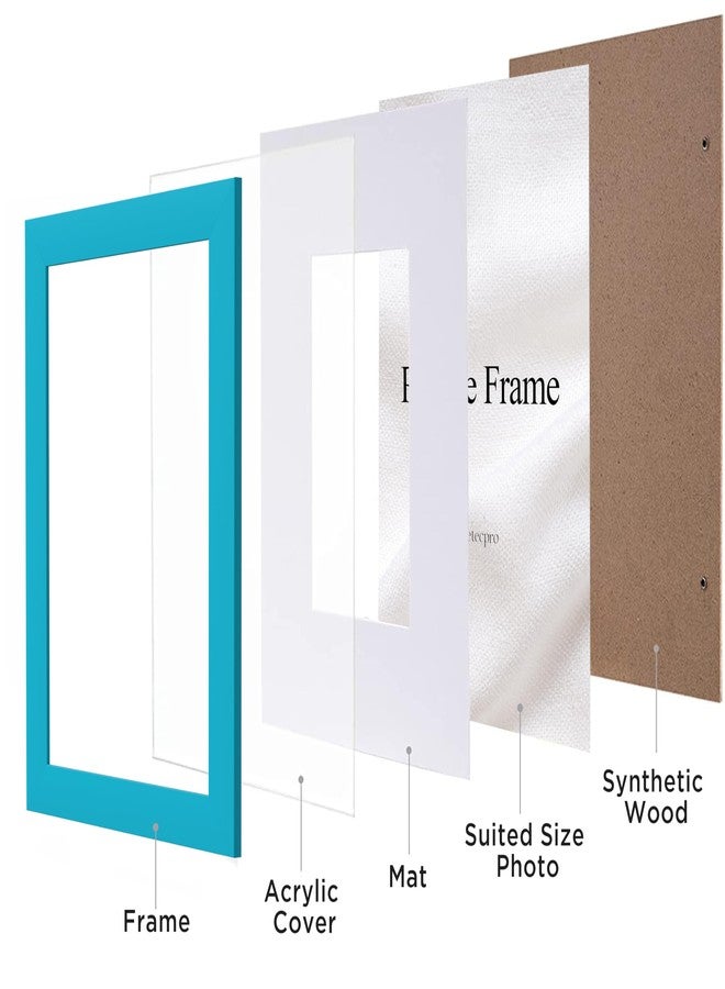 eletecpro 5x7 Picture Frames 4 Pack, Colorful Photo Frames Matted to 4x6 Photos or 5x7 No Mat, Cute Picture Frames Made of Engineered Wood and Acrylic for Home (Orange, Royal Blue, Pink, Sky Blue) - Image 2